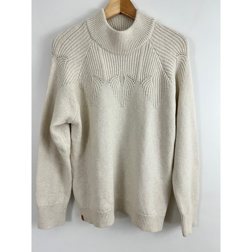 Tentree Highline Pointelle Sweater Women XL Mock Neck Wool‎ Blend - Picture 10 of 10